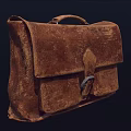 Vintage Brown Leather Bag With Worn Texture And Buckle Closure Design 3d model
