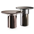 Modern Round Top Side Tables with Cylindrical Base in Copper and Silver 3d model