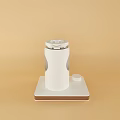 Stylish White Kitchen Coffee Maker With Wooden Handle And Modern Design