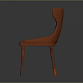 Modern Red Chair with Curved Back Armrest and Wooden Legs Design
