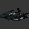 Modern Sporty Jet Ski With Dark Blue Pattern LED Lights And Rider On Board