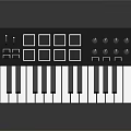 Electronic Music Synthesizer Keyboard With Black White Keys Red Frame Black Body And Control Knobs