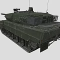 Modern Military Combat Tank With Long Cannon Barrel Tracks And Turret Armor