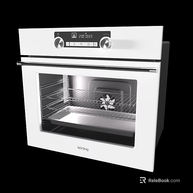 Korting White Kitchen Oven with Interior Rack for Cooking as Modern Kitchen Appliance 3d model 