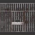 Rusty Iron Cage Structure With Vertical Metal Bars And Grill Design