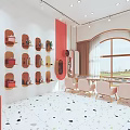 Elegant Wedding Dress Store Interior With Displayed Gowns Chandelier And Comfortable Seating