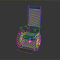 Industrial Equipment Wheelchair With Wooden Frame Rattan Seat And Metal Wheels