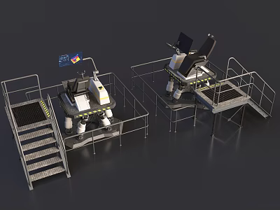 Robust Industrial Equipment Featuring Metal Platform Stairs Safety Railings And Control Units 3d model