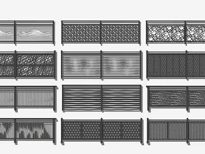 Various Decorative Fence Designs With Ornamental Patterns And Unique Styles 3d model