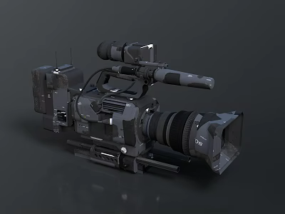 Professional Electronic Video Camera With Advanced Digital Recording And High Definition Lens 3d model