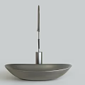 Stylish Silver Oval Shaped Washbasin With Modern High Arc Faucet Design