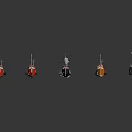 Assorted Colored Model Boats Arranged In Row On Dark Gray Surface