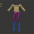 Black Corset Style Outfit With Long Sleeves Tight Pants And Boots