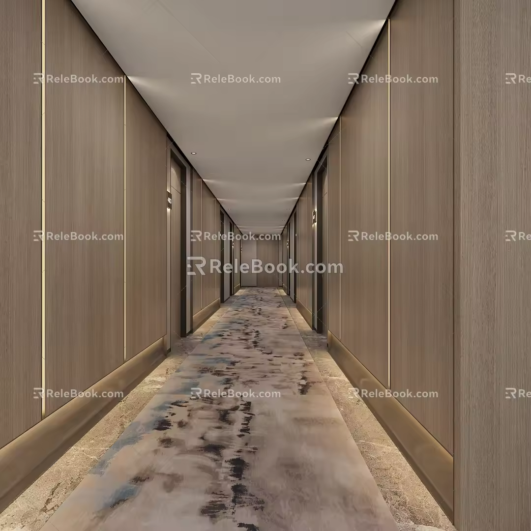 Modern Corridor Hotel Elevator 3d model