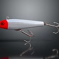 Red Head White Body Fishing Lure With Sharp Metal Fish Hooks
