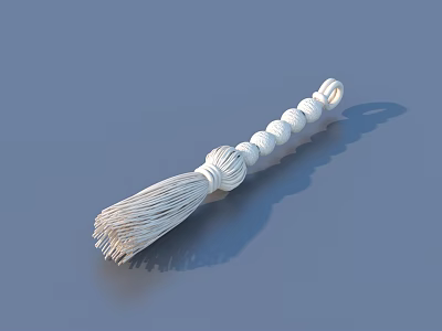 White Spiral Handle Cleaning Tool With Tassel Bristles On Blue Background 3d model