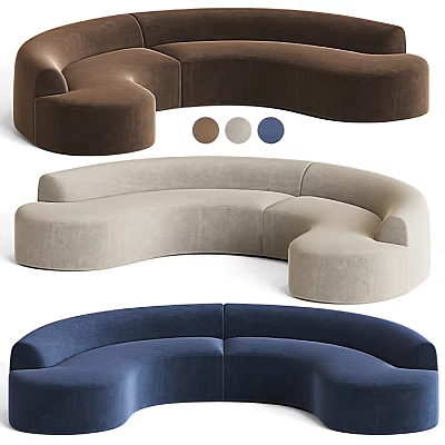 Modern Curved Multi person Sofa With Various Color Options For Living Room 3d model