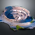 Ancient Roman Colosseum Architectural Structure With Circular Arches And Historic Design