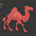 3D Camel Model In Cartoon Style With Orange Red Fur And Realistic Shading