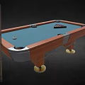 Professional Billiard Table With Wooden Frame Blue Felt Surface Cue Stick Balls And Triangle Rack