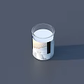 Transparent Glass Cup With White Liquid And Grand Coffee Label On Gray Background