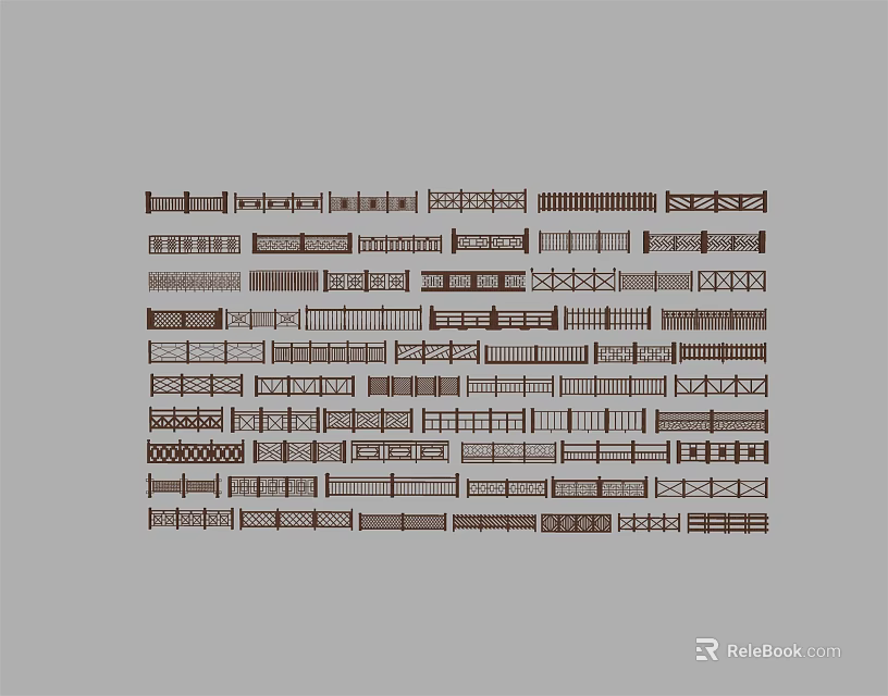 Various Decorative Fence Designs With Different Patterns And Styles For Outdoor Use 3d model 