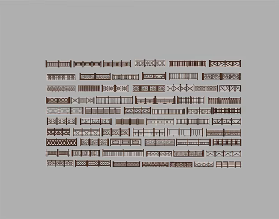 Chinese Guardrail Wooden Railing 3d model