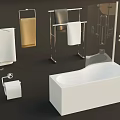 Modern Bathroom Accessories Including Bathtub Towel Racks Toilet Paper Holder And Shower Head
