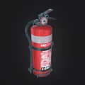 Red Fire Extinguisher With Pressure Gauge Hose And Safety Label For Fire Safety
