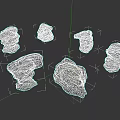 Six Brown Wooden Stone Pieces With Various Shapes And Textured Surfaces On Black Background