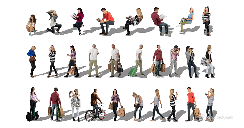 Diverse Group Of People With Different Actions In Daily Life 3d model 