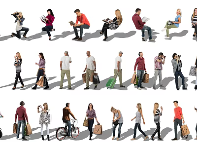 Diverse Group Of People With Different Actions In Daily Life 3d model