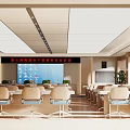 Bright Modern Conference Room With Large Digital Display And Neatly Arranged Comfortable Office Chairs