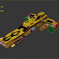 Sci Fi Mechanical Vehicle With Yellow Main Body Red Components And Geometric Patterns 3d model