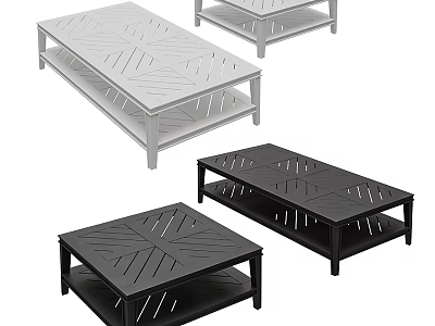 Minimalist Dining Tables With White And Black Geometric Patterns And Multi Layer Design 3d model