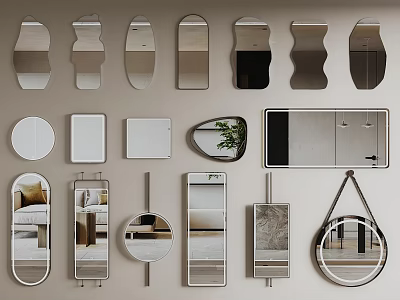 Decorative Mirrors With Various Shapes And Designs For Home Interior Decoration 3d model