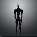 Anubis Like Character With Black Body Golden Arm Cuffs And Red Loincloth