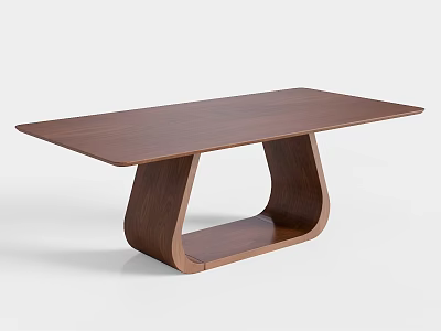 Modern Wooden Dining Table with Unique Curved Legs and Sleek Surface Design 3d model