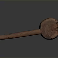 Rustic Handcrafted Wooden Mallet Weapon With Natural Texture And Long Handle