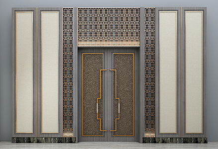 New Chinese Double Door 3d model