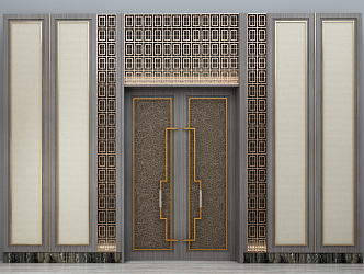 New Chinese Double Door 3d model