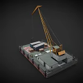 Floating Ship With Crane And Cargo On Deck