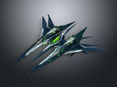 Futuristic Spacecraft With Aerodynamic Design And Green Glowing Accents For Space Exploration 3d model