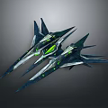 Futuristic Spacecraft With Aerodynamic Design And Green Glowing Accents For Space Exploration