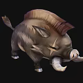 Fierce Fantasy Boar Game Character With Large Tusks Spiked Mane And White Stripes