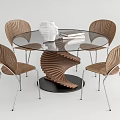 Qui Ji Leisure Table and Chair Combination Round Table Dining Table and Chair 3d model