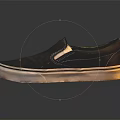 Black Slip on Canvas Shoes Classic Style With White Sole And Wear Resistant