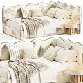 Modern Cream Style Soft Upholstered Kids Bed With Exquisite Headboard Design And Multiple Optional Colors