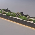 Miniature Garden Landscape With Rock Formations Green Plants And Mossy Pathway