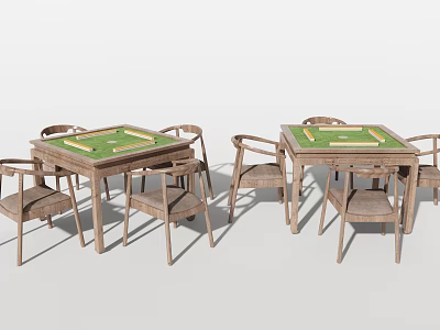 Wooden Entertainment Game Table with Green Surface and Comfortable Chairs for Home Use 3d model